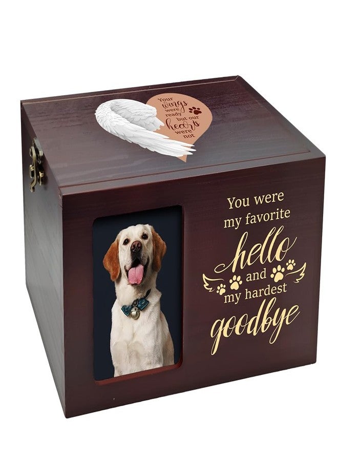 GLASSWINDS Pet Urns for Dog or Cat Ashes, Wooden Dog Urn for Ashes Keepsake with Photo Frame, Large Pet Cremation Urn with Flannel Lining Pets Memorial Box Loss Pets Sympathy Remembrance Gift(Brown) - Image 1